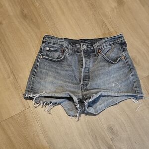 Levi's 501 Grey Denim Cutoff Shorts Made In Mexico Womens Size 29